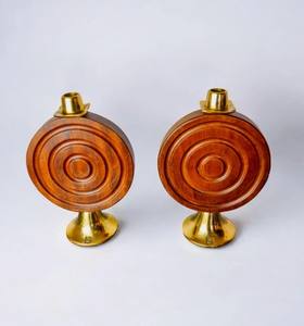 Bougeoir en laiton et bois sculpté Bougeoirs décoratifs au design élégant pour la maison, l'hôtel, le mariage et l'affichage de table - Product Image 2