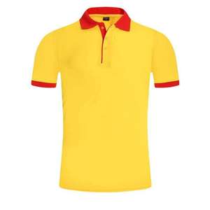 Polo promotionnel unisexe noir de haute qualité avec col rouge, manches courtes, conçu et fabriqué au Pakistan - Product Image 2