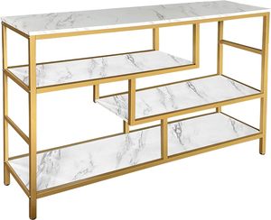 4 Tier Modern Design Gold Color Metal <b>Console</b> <b>Table</b> Sleek Design for Entryway Living Room or Hallway Deco - Product Image 1