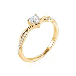 แหวน Jeulia Minimalist Twist Gold Pav Heart Promise ดีไซน์รูปหัวใจประดับทองคำ พร้อมดีเทลรูปตัววี สำหรับวันครบรอบ - Product Image 2