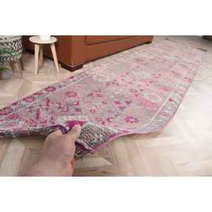 Tapis turc vintage 2,7x11,7 pi (83x357 cm), tapis oriental rose - Product Image 2