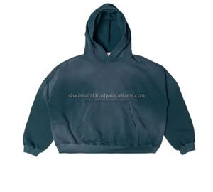 Fabricante de ropa personalizada 100% algodón de peso pesado lavado ácido Boxy Fit pulóver bordado desgastado Sun Faded Hoodie - Product Image 1