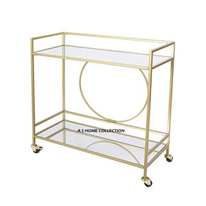 Carro de servicio de dos niveles de diseño clásico, marco de Metal negro con ruedas para comedor, sala de estar, uso en restaurante - Product Image 4