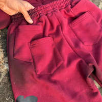 Ensemble de survêtement d'hiver grande taille imprimé effet usé respirant pour l'extérieur, 480 GSM, 100% Coton, comprenant un sweat à capuche oversize et un pantalon de survêtement