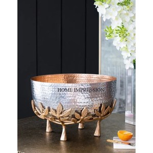 ถ้วยอลูมิเนียมขัดเงาแบบใช้แล้วทิ้งเป็นมิตรต่อสิ่งแวดล้อมชามเสิร์ฟผลไม้ดีไซน์เนอร์อาหารใบไม้ - Product Image 1