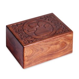 Urnas de madera hechas a mano para cenizas de mascotas, urna de cenizas de cremación funeraria para adultos, urnas de madera talladas a mano para mascotas para perros, cenizas de gatos - Product Image 1
