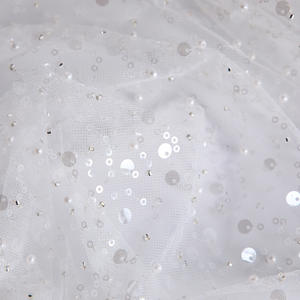 レディースファッション素材,カラフルなチュールスパークルビーズレース生地 - Product Image 2