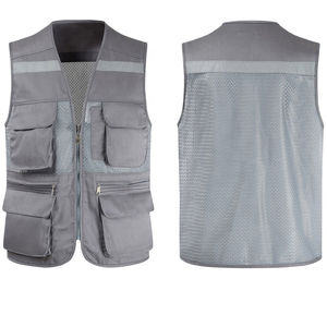 Chaleco de seguridad de alta visibilidad transpirable de verano personalizado impermeable con malla de tiras reflectantes y bolsillos para trabajos de construcción - Product Image 4