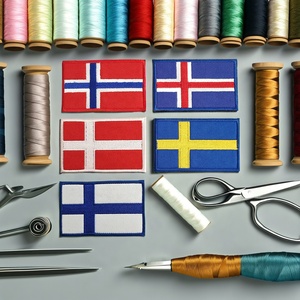 Patchs de drapeaux brodés en gros (Islande, Danemark, Finlande, Norvège, Suède) avec PVC pour vêtements et chapeaux - Product Image 5