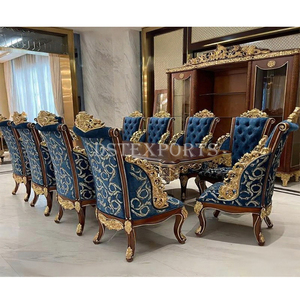 ชุดเก้าอี้รับประทานอาหารสไตล์พระราชวังสุดหรูสำหรับพื้นที่รับประทานอาหารโต๊ะรับประทานอาหารทำจากไม้สักราชวงศ์เฟอร์นิเจอร์บ้านพักแบบอังกฤษ - Product Image 2