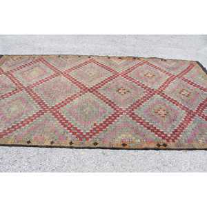 Grand tapis turc, tapis vintage 5,7x11,2 pieds, tapis en laine rouge Kilim - Product Image 3