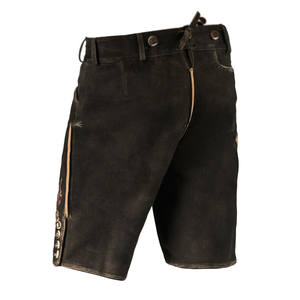 High Street Wear Newest Style <b>Leather</b> Embroidered <b>Shorts</b> Breathable Soft Fabric with Solid Pattern <b>Leather</b> Lederhosen - Product Image 4