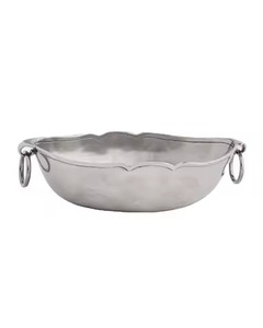 Bol décoratif élégant en argent avec poignées en anneau pour l'affichage d'accent de décoration intérieure de luxe moderne dans un fini de qualité supérieure - Product Image 1