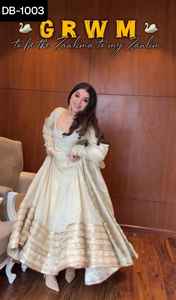 Dernières robes Anarkali pour femmes en chinon avec broderie, travail de séquence de codage, design pour les robes de mariage, vêtements indiens - Product Image 2