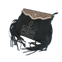 Sac fourre-tout décontracté en cuir suédé occidental avec franges, sac à bandoulière souple style cowgirl, sac à main bohème vintage avec fermeture éclair durable