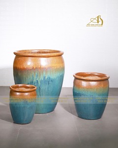 Pot en céramique émaillée jaune Jade Ombre GL417H73-YJO pour la plantation extérieure et la décoration intérieure paysages de jardin miniatures - Product Image 1