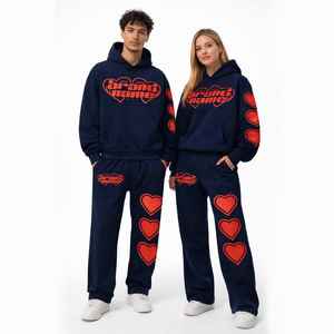 <b>Couple</b> <b>Matching</b> Black & Pink Heart Tracksuit Set Unisex <b>Hoodie</b> and Sweatpants Streetwear Outfit 2026 Model - Product Image 5