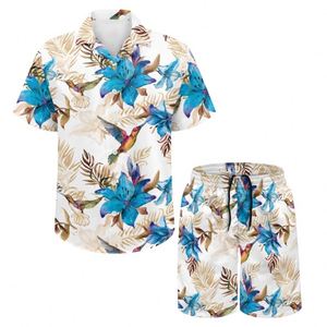 Custom Print Breathable Thermal Hawaiian <b>Shirt</b> and Shorts Set for <b>Men</b> Summer <b>Beach</b> Wear Quick Dry - Product Image 1