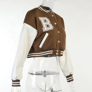 Nuevo diseño de las señoras más vendidos de cuero artificial crop Varsity chaqueta Top señora de las mujeres personalizar - Product Image 5