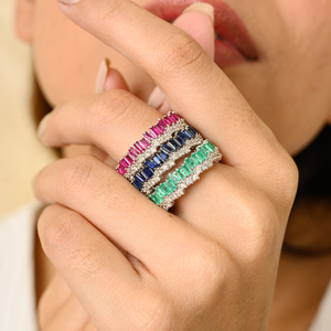 Bague de fiançailles en or blanc massif 18 carats 100% authentique rubis et diamants pour bijoux de mariage nouveau design - Product Image 4