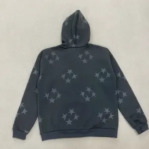 เสื้อฮู้ดดี้เดนิมยีนส์ทรงหลวมสไตล์เรโทรสตรีทแฟชั่น  ผ้าฝ้าย 100%  ซักย้อมสีแบบแอซิดวอช  ตกแต่งด้วยหมุด  งานสั่งทำพิเศษ คุณภาพสูง สำหรับฤดูหนาว - Product Image 2