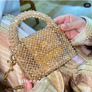 Mini sac Ombre clair à rose cristal perlé, effet chatoyant, élégante poignée supérieure incurvée, disponible à prix de gros. - Product Image 5