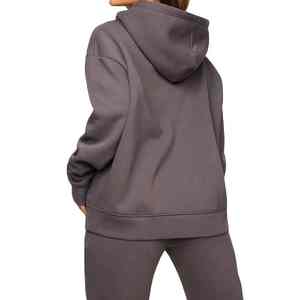 Sweat à capuche surdimensionné pour femme à manches longues doublé polaire sweat chaud décontracté hiver mode Streetwear pour les mois d'hiver - Product Image 5