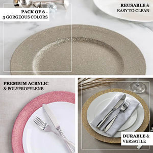 Assiettes décoratives modernes pour les fournitures hôtelières Assiettes rondes personnalisées en argent scintillant Assiettes de présentation de table à prix abordable - Product Image 5