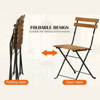 Ensemble de table et chaises pliantes en bois d'acacia moderne 3 pièces pour intérieur/extérieur, cuisine, salle de bain, chambre, parc, salon