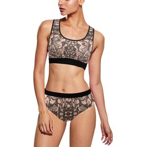 Ensemble de yoga 2 pièces couleur unie tendance : Soutien-gorge de sport + Short imprimé par sublimation – Tenues d'entraînement et de fitness pour femme - Product Image 1