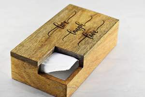 Live Laugh Love Tissue Box Cover Matt | Soporte y cubierta de caja de pañuelos de madera para mesita de noche de escritorio de oficina (Mango) - Product Image 3