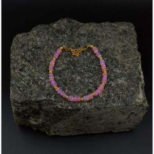 18K Gold & 925 Sterling Silver <b>Bracelet</b> Pink Ethiopian <b>Opal</b> Ball Shape for Gift - Product Image 3