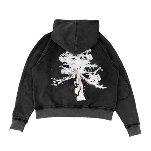 Nouveau Hoodie Unisexe d'Hiver Oversize en Coton 100% Épais avec Fermeture Éclair Intégrale, Effet Délavé Acide, Brodé et Personnalisé, en Polaire Numérique - Product Image 2