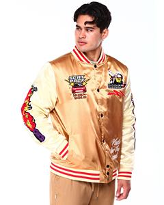 Chaquetas Bomber de Satén de Seda de Alta Calidad para Hombre, Diseño Universitario Bordado con Parche de Chenilla Personalizado, Chaqueta Casual con Capucha para Invierno - Product Image 5