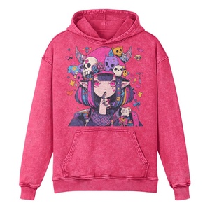 Latest Fashionable Acid Wash <b>Anime</b> Printed Pullover Stylish Hoodies for Men Custom Personalized Design Printed Streetwear <b>Hoodie</b> - Product Image 5