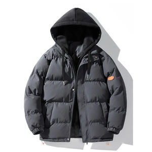 Chaqueta impermeable de poliéster con capucha para hombre con estampado de transferencia de calor, chaqueta acolchada cortavientos personalizada para exteriores - Product Image 6