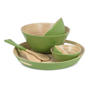 Bol de service en bambou filé de haute qualité en gros, plateau, serveurs pour salade, fruits, bol de service pour fête à domicile en provenance du Vietnam - Product Image 2