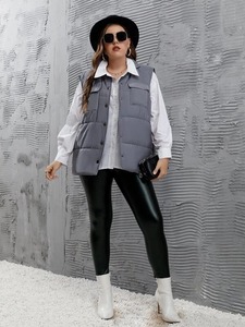 Chaleco acolchado de poliéster 100% para mujer, chaquetas informales con cremallera sin mangas, abrigo cálido de invierno - Product Image 4