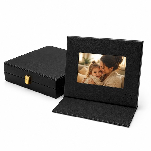 Luxury Video Greeting Card 6x8 Inch HD LCD Screen MP3 Player Loop Play Personalized Message Gift Lift Lid Box Wedding Birthday