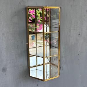 Decorative wall <b>Mirror</b> Shelve made with brass glass & <b>mirror</b> used for home decor showcase & <b>storage</b> Supplier from India - Product Image 5