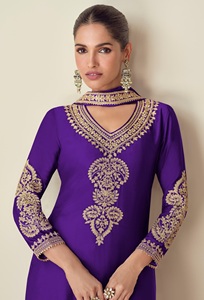 Latest Heavy Chinnon Embroidery Collection Designer Women's <b>Kurti</b> Salwar Kameez Indian Pakistani Party Quick Dry New Style - Product Image 4