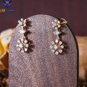 0.984 TDW Round & marquise Cut Diamond Boucle d'oreille Or jaune 18 carats Labgrown Diamond Hpht/Cvd Diamond Lab Stone - Product Image 2