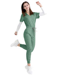 ชุดสครับทางการแพทย์แขนสั้นสำหรับผู้หญิงและผู้ชายชุดผ้าโพลีเอสเตอร์สำหรับวิ่งพยาบาลชุดเครื่องแบบผ้าสแปนเด็กซ์ถักสำหรับโรงพยาบาลพิมพ์โลโก้ได้ตามต้องการ - Product Image 2