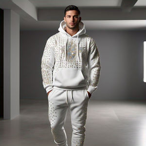 Personalizar Rhinestone Chándal Hombres Jogging Wear Sudadera con capucha Personalizado Rhinestone Pantalones de chándal Conjuntos Jogger Rhinestone Chándal Hombres - Product Image 3