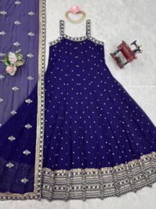 Ethnic Elegance Ensemble en fausse georgette avec micro-intérieur et quatre côtés bordés de dentelle Dupatta - Product Image 5