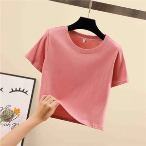 Camiseta corta con lazo frontal para mujer con manga corta mezcla de algodón elástico tela suave y transpirable ropa informal de verano de moda 2025 - Product Image 6