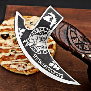 Cortador de Pizza vikingo OEM forjado a mano, hacha de acero al carbono, cortador basculante, cuchillo de Chef, cuchillo para horno de Pizza, cortador de Pizza Premium, regalo - Product Image 3