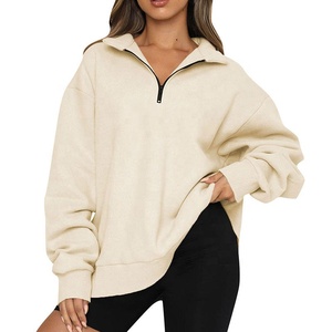 Logo personnalisé pull pour femmes pull oversize à demi fermeture éclair pull à capuche décontracté à manches longues et fermeture éclair pour hommes et femmes - Product Image 2