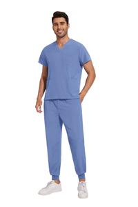 Conjunto de uniforme de Hospital Jogger con cuello en V para hombre de primera calidad, pantalón superior de manga corta elástico para trabajo clínico, uniformes médicos para enfermería masculina - Product Image 6