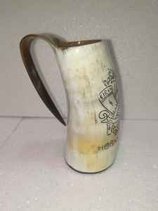 Tasse de corne à boire Viking écologique de couleur blanche fabriquée à la main à partir de 100% La personnalisation de la corne naturelle est disponible - Product Image 2